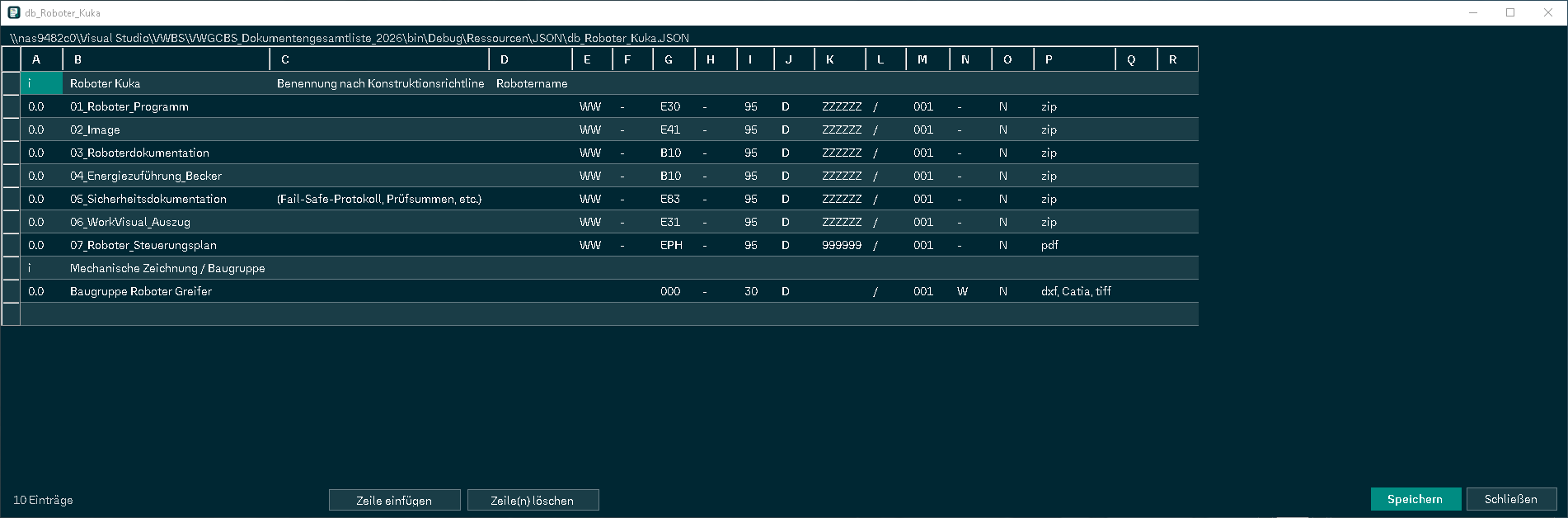 JSON-Editor am Beispiel db_Roboter_Kuka